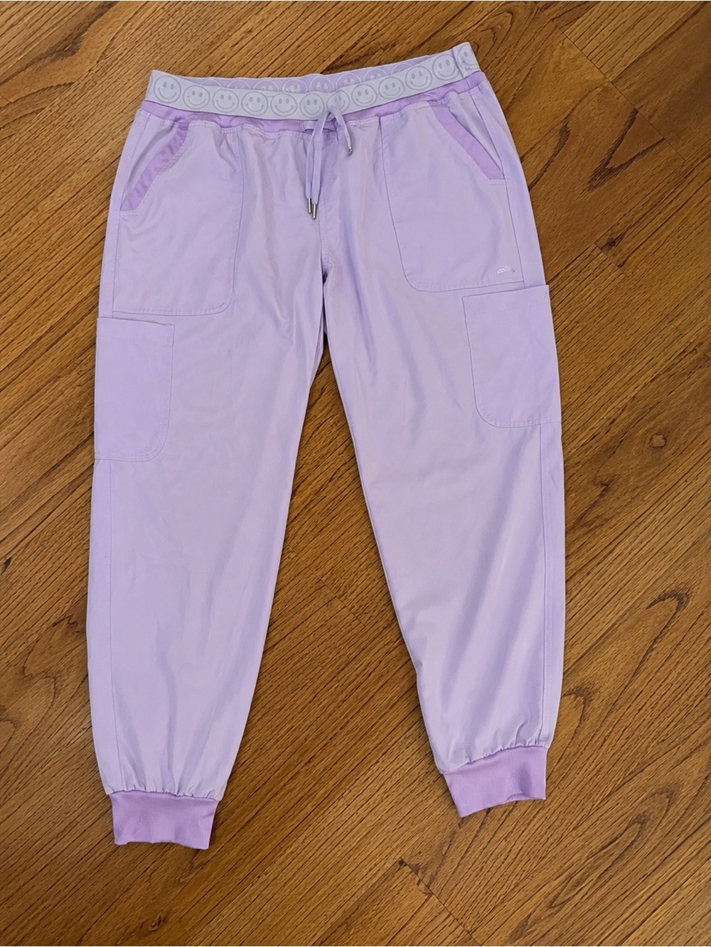 Ava Therese by Zavate 3080 Lavender Jogger Scrub Pants XL Smiley Waistband
